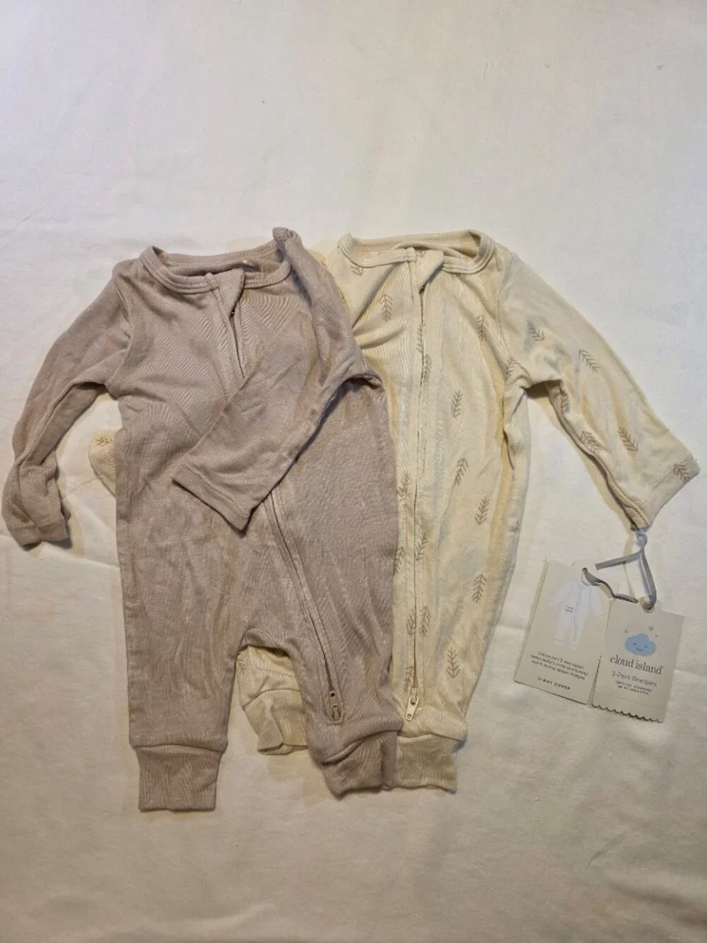 Baby 2pk Leaf So Very Soft Modal Blend Romper - Cloud Island™ Cream Newborn: Lon